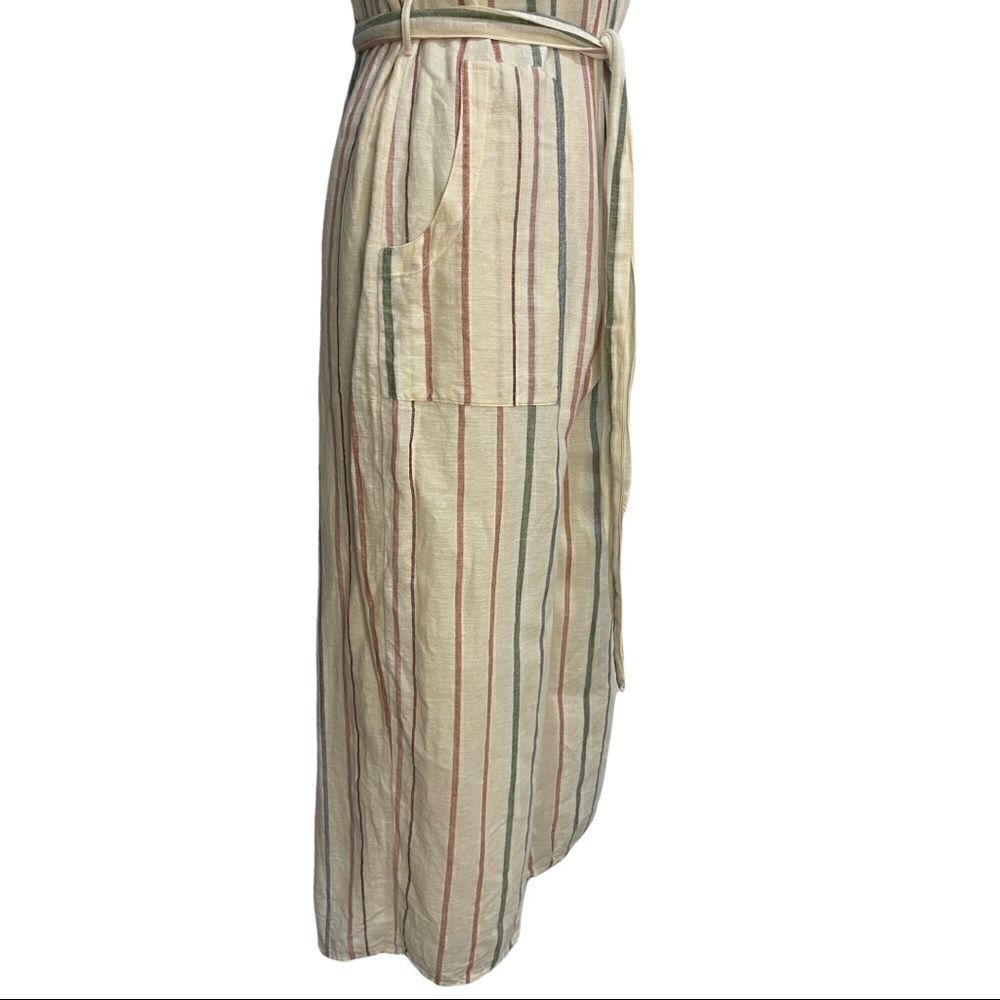 American Eagle Striped V-Neck Sleeveless Tie Waist Jumpsuit Sz S - Picture 7 of 13